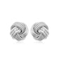 14k White Gold Love Knot with Ridge Texture Earrings