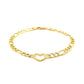 14k Yellow Gold 7 inch Figaro Chain Bracelet with Heart