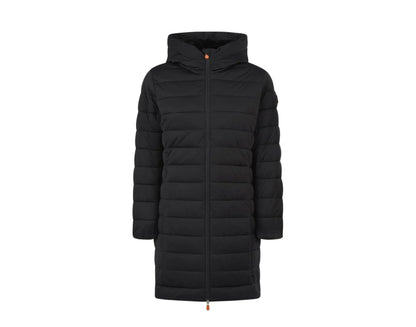 Save The Duck Sold Faux Fur Lined 3/4 Hooded Women Coat Black