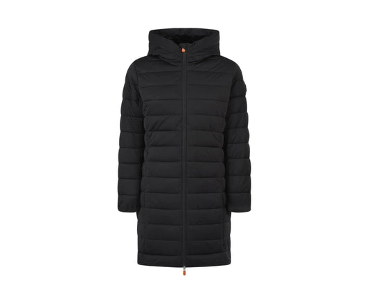 Save The Duck Sold Faux Fur Lined 3/4 Hooded Women Coat Black