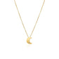 14k Yellow Gold Polished Moon Necklace with Diamond