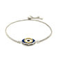 Sterling Silver Adjustable Two Toned Enameled Evil Eye Friendship Bracelet (1.00 mm)