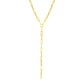 14k Yellow Gold Paperclip Chain Lariat Necklace