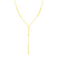 14K Yellow Gold Lariat Necklace with Paperclip Chain Stations