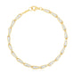 14k Two Tone Gold High Polish Diamond Cut Link Chain Bracelet