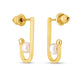 14k Yellow Gold J Hoop Pearl Earrings