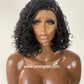 Bob Bohemian Knotless Wig (Human Hair Curls) HD Full Lace, Black Color