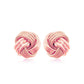 14k Rose Gold Love Knot with Ridge Texture Earrings