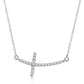 14k White Gold Diamond Embellished Cross Motif Necklace (.21cttw)