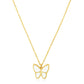 14k Yellow Gold High Polish Butterfly Peral Paste Necklace