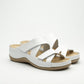 Laura by LEON– Women’s Leather Sandal- Comfort Slide Slip-on with Velcro Straps