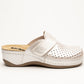 Aurora IV by LEON- Women’s Leather Clog- Perforation and Adjustable Velcro Strap