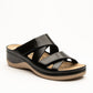 Laura by LEON– Women’s Leather Sandal- Comfort Slide Slip-on with Velcro Straps