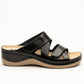 Laura by LEON– Women’s Leather Sandal- Comfort Slide Slip-on with Velcro Straps
