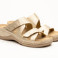Laura by LEON– Women’s Leather Sandal- Comfort Slide Slip-on with Velcro Straps