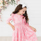 Dahlia Doodles 3/4 Sleeve Ruffle Twirl Dress