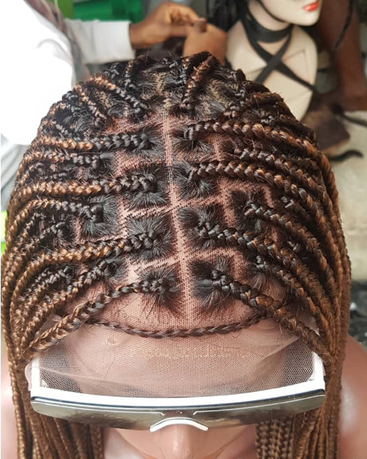 Knotless Braid Wig, Dark Honey Blond, Swiss Full Lace, Glueless - Helen