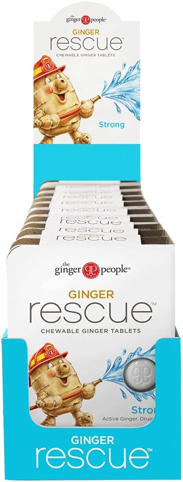 Ginger People Ginger Rescue Strong Chewable Tablets, 24 Count, 10-Pack
