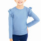 Dusty Blue L/S Ruffle Tee
