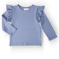 Dusty Blue L/S Ruffle Tee