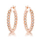 Avera Dotted CZ Round Bezel Hoop Earrings in Pink