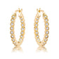 Avera Dotted CZ Round Bezel Hoop Earrings in Pink