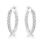 Avera Dotted CZ Round Bezel Hoop Earrings in Pink