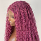 Bohemian Knotless Braid Wig, Pink Color (100% Human Hair Curls) Full lace - Tara