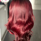 4 By 4 Loose Wavy Closure Wig (100% Human Hair) 18 Inches Wine Color