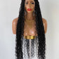 Bohemian Knotless Braided Wig, Swiss Full Lace, Black Color, Waist Length - READY TO SHIP