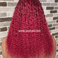 Wet And Wavy 100% Human Hair Knotless Braid Wig, HD Full Lace, Burgundy