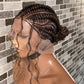 Feeding braid Wig, Human Hair Curls, Color 1B/30 Swiss Full Lace - Cornrow Janiece