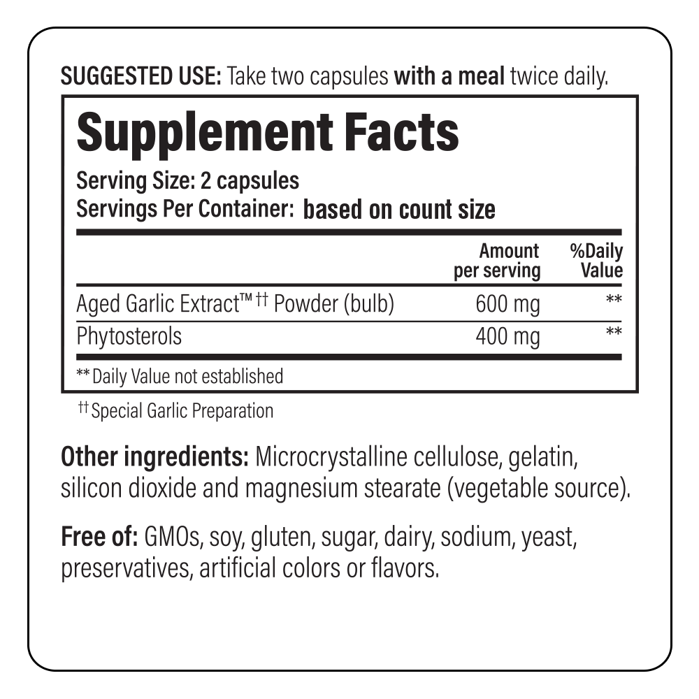 Kyolic Phytosterols Formula 107 Aged Garlic Extract - 80 Capsules