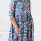 Flora 3/4 Sleeve Pocket Twirl Dress