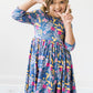 Flora 3/4 Sleeve Pocket Twirl Dress