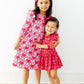 Fluttering Hearts 3/4 Sleeve Ruffle Twirl Dress