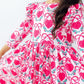 Fluttering Hearts 3/4 Sleeve Ruffle Twirl Dress