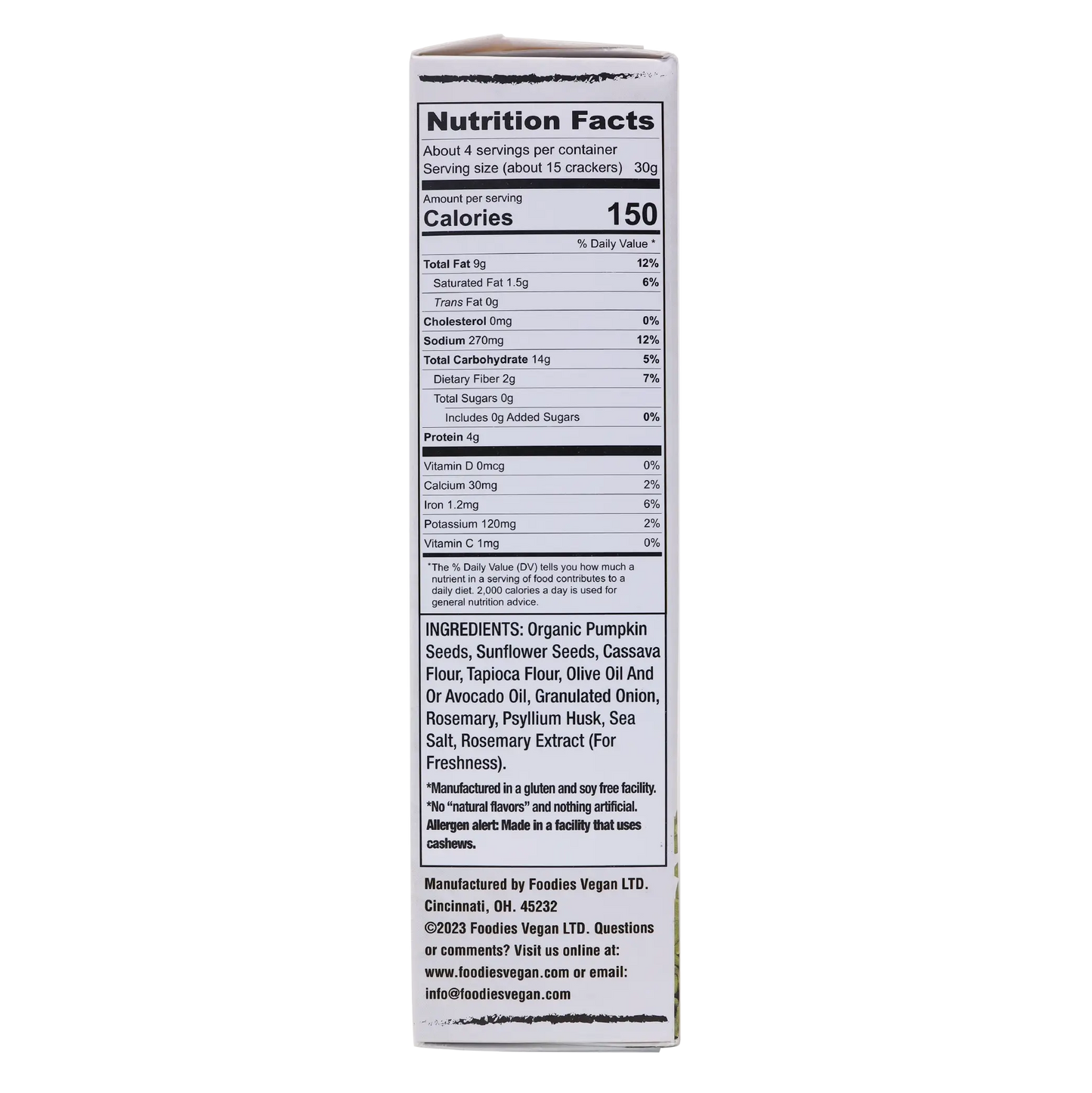 Foodies Vegan Pumthins Rosemary & Pink Salt - Gluten-Free, Kosher, Wheat-Free Snack (6 x 4.25 Oz Case)