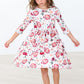 Footballs & Flowers 3/4 Sleeve Pocket Twirl Dress