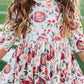Footballs & Flowers 3/4 Sleeve Pocket Twirl Dress
