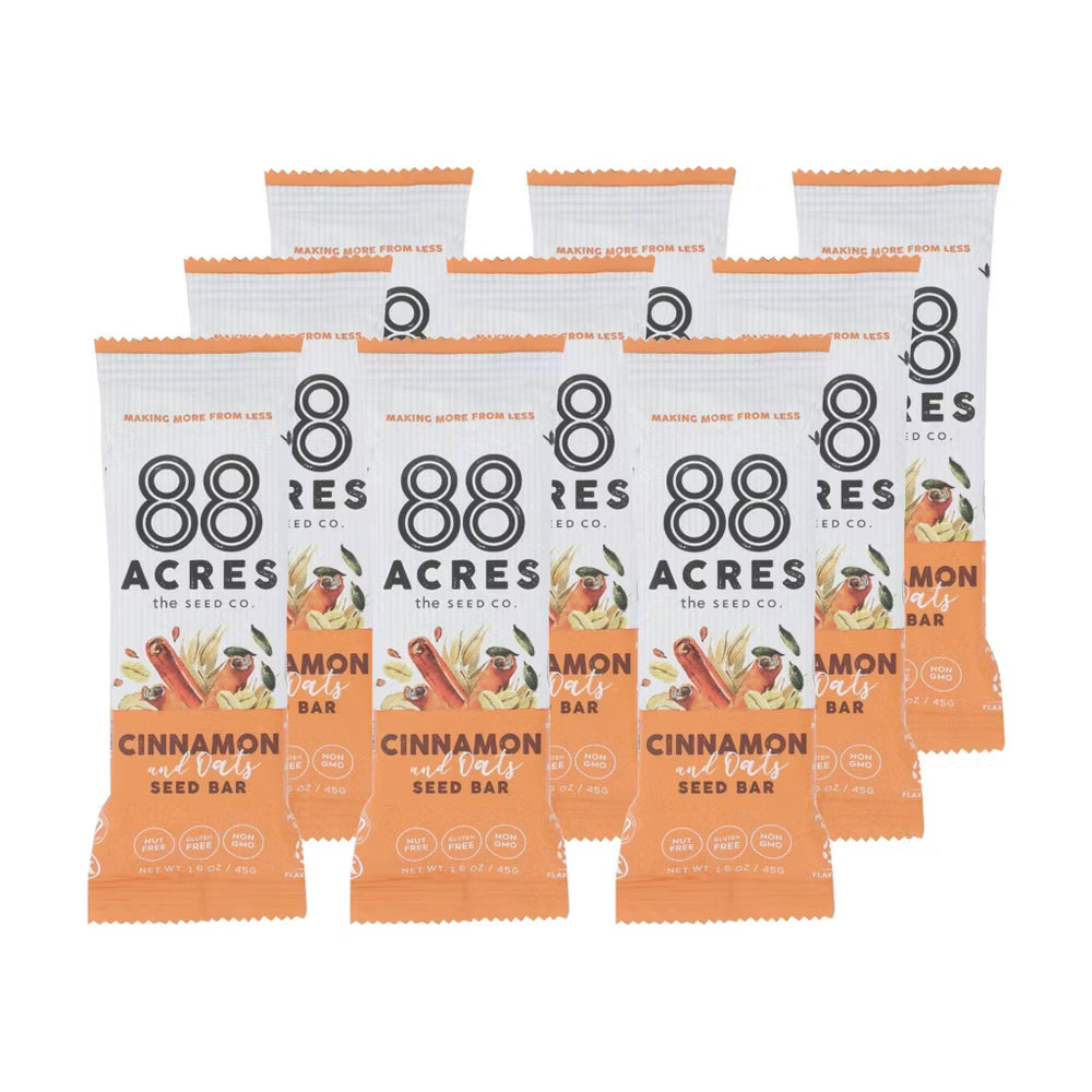 88 Acres Oats & Cinnamon Seed Bars, 1.6 oz, Pack of 9