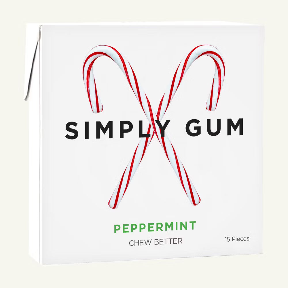 Simply Gum Holiday Peppermint Gum, 15 ct (Pack of 6) - GMO Free