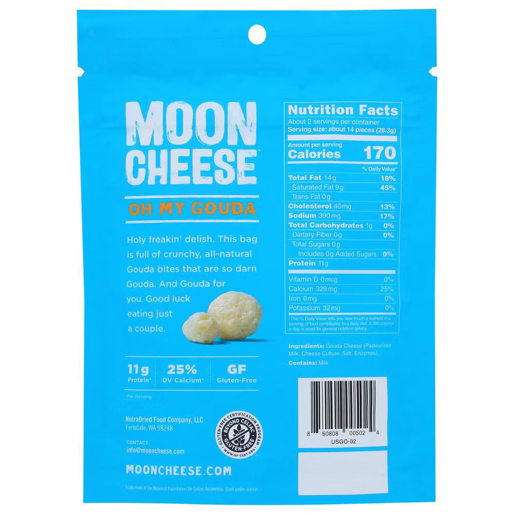 Moon Cheese Gouda Dehydrated Cheese Snack, Case of 12, 2 oz