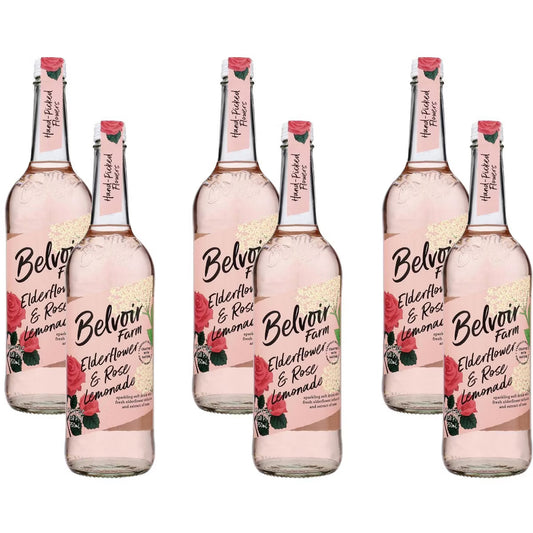 Belvoir Organic Lemonade, Elderflower and Rose, 25.4 Fl. Oz., 6-Pack