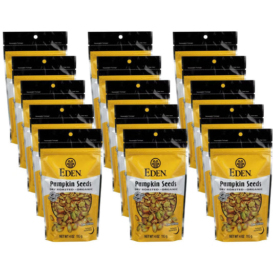 Eden Foods Dry Roasted Organic Pumpkin Seeds - 4 Oz. (Pack of 15)