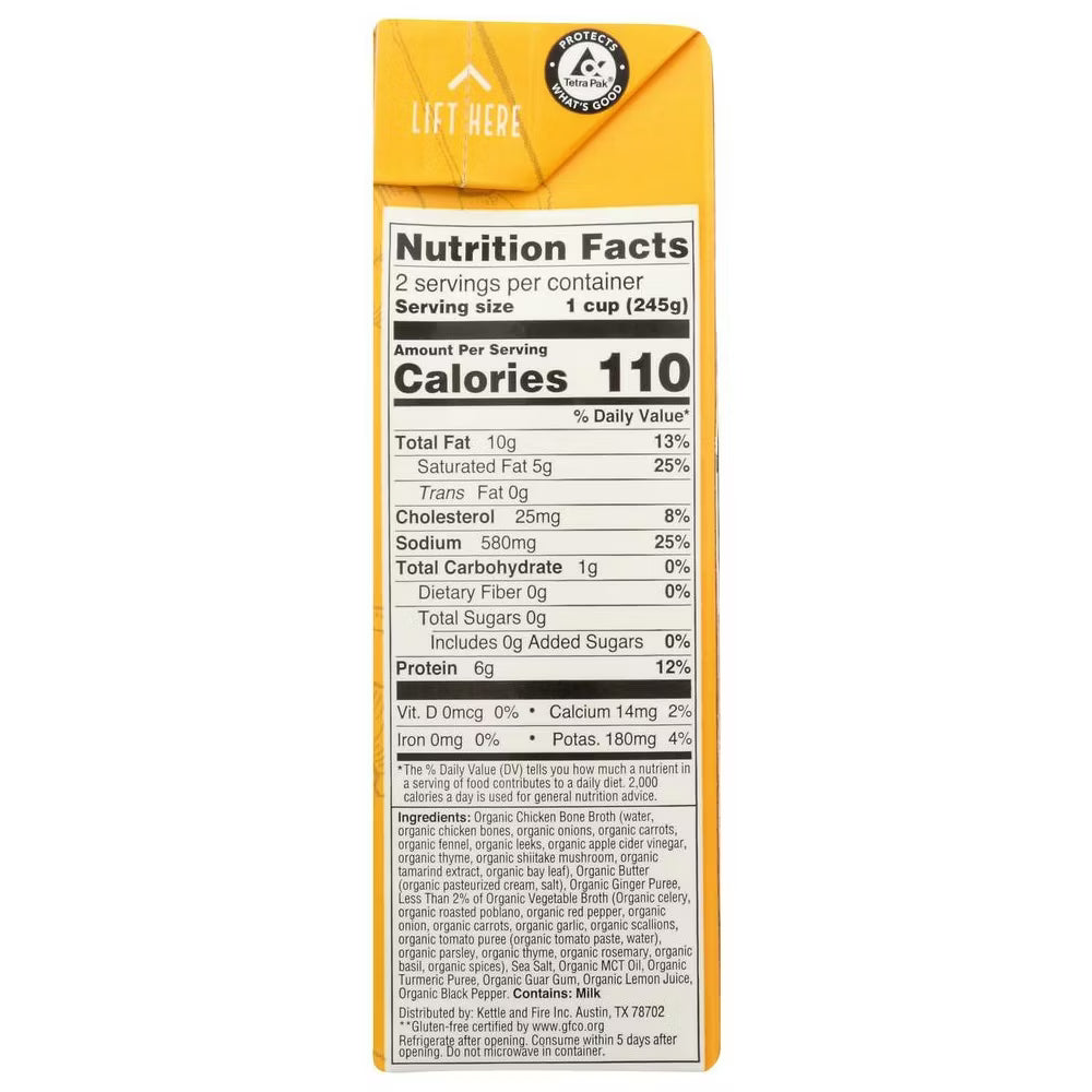 Kettle and Fire, Keto Bone Broth Butter Chicken, Case of 6, 16.9 Oz