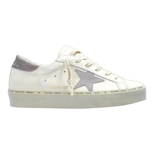 Golden Goose Hi Star Women Sneakers White/Silver Leather Suede Heel