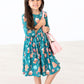 Gingerbread House 3/4 Sleeve Pocket Twirl Dress