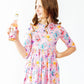 Girly Pop 3/4 Sleeve Pocket Twirl Dress