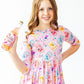 Girly Pop 3/4 Sleeve Pocket Twirl Dress
